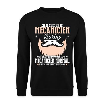 Barbe Humour Mécanicien Barbu - Sweat-shirt Unisexe - noir - Devant - Alina (178cm) & Michal (187cm)