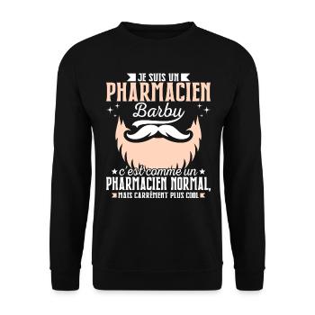 Barbe Humour Pharmacien Barbu - Sweat-shirt Unisexe - noir - Devant - Alina (178cm) & Michal (187cm)
