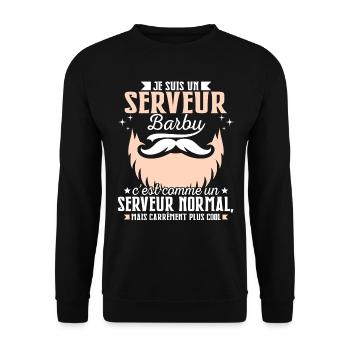 Barbe Humour Serveur Barbu - Sweat-shirt Unisexe - noir - Devant - Alina (178cm) & Michal (187cm)