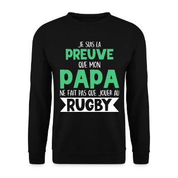 Mon Papa Ne Fait Pas Que Jouer Au Rugby - Sweat-shirt Unisexe - noir - Devant - Alina (178cm) & Michal (187cm)