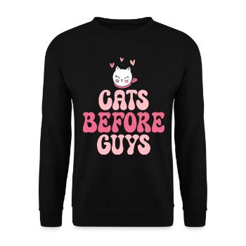 Chats Avant Les Mecs Amour Des Chats - Sweat-shirt Unisexe - noir - Devant - Alina (178cm) & Michal (187cm)