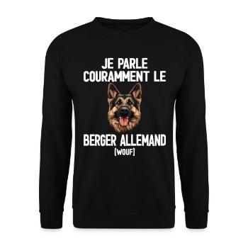 Parler Le Berger Allemand Humour Chien - Sweat-shirt Unisexe - noir - Devant - Alina (178cm) & Michal (187cm)