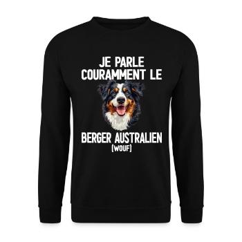 Parler Le Berger Australien Humour Chien - Sweat-shirt Unisexe - noir - Devant - Alina (178cm) & Michal (187cm)