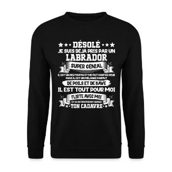 Pris Par Un Labrador Super Génial Chien - Sweat-shirt Unisexe - noir - Devant - Alina (178cm) & Michal (187cm)