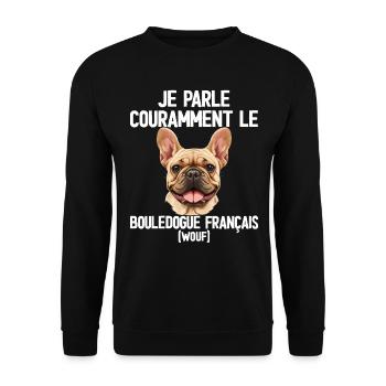 Parler Le Bouledogue Français Humour Chien - Sweat-shirt Unisexe - noir - Devant - Alina (178cm) & Michal (187cm)