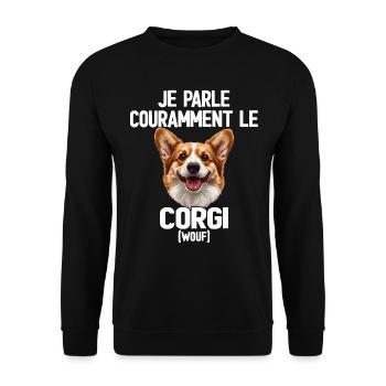 Parler Le Corgi Humour Chien - Sweat-shirt Unisexe - noir - Devant - Alina (178cm) & Michal (187cm)