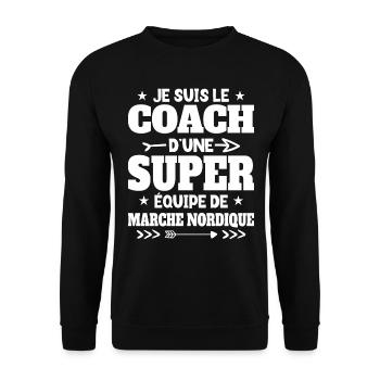 Super Coach Cadeau Pour Coach De Marche Nordique - Sweat-shirt Unisexe - noir - Devant - Alina (178cm) & Michal (187cm)