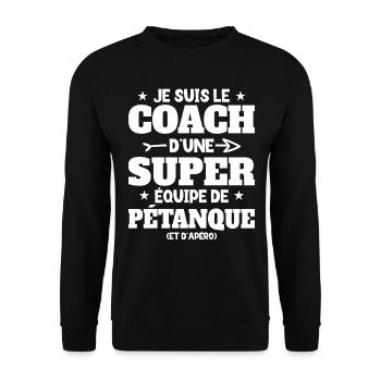 Super Coach Cadeau Pour Coach De Pétanque - Sweat-shirt Unisexe - noir - Devant - Alina (178cm) & Michal (187cm)