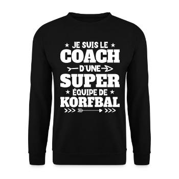Super Coach Cadeau Pour Coach De Korfbal - Sweat-shirt Unisexe - noir - Devant - Alina (178cm) & Michal (187cm)
