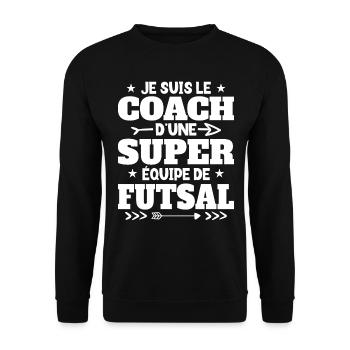 Super Coach Cadeau Pour Coach De Futsal - Sweat-shirt Unisexe - noir - Devant - Alina (178cm) & Michal (187cm)