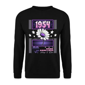 Retro Y2K Year 1954 Birthday Woman 70 Years - Unisex Sweatshirt - black - Front - Alina (178cm) & Michal (187cm)
