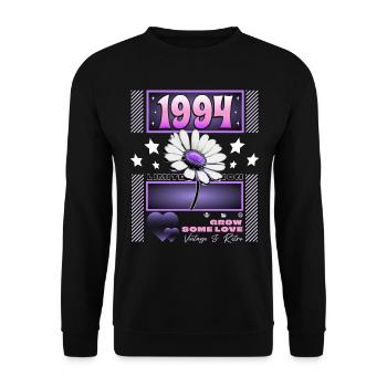 Retro Y2K Jahr 1994 Geburtstag Frau 30 Jahre - Unisex Pullover - Schwarz - Vorne - Alina (178cm) & Michal (187cm)