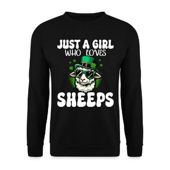 Girl Who Loves St. Patrick's Day Sheep - Unisex Sweatshirt - black - Front - Alina (178cm) & Michal (187cm)