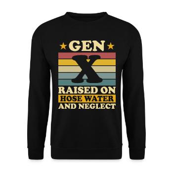 Generation X Humor - Unisex Pullover - Schwarz - Vorne - Alina (178cm) & Michal (187cm)
