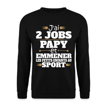 2 Jobs Papy Et Petits Enfants Humour Papy - Sweat-shirt Unisexe - noir - Devant - Alina (178cm) & Michal (187cm)