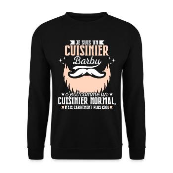 Barbe Humour Cuisinier Barbu - Sweat-shirt Unisexe - noir - Devant - Alina (178cm) & Michal (187cm)