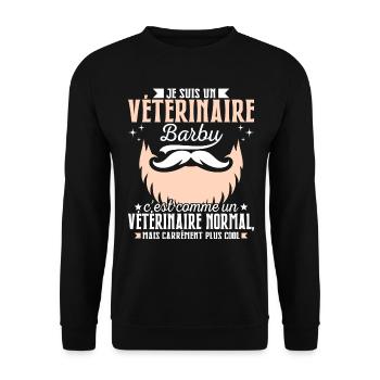 Barbe Humour Vétérinaire Barbu - Sweat-shirt Unisexe - noir - Devant - Alina (178cm) & Michal (187cm)