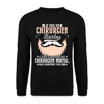 Barbe Humour Chirurgien Barbu - Sweat-shirt Unisexe - noir - Devant - Alina (178cm) & Michal (187cm)