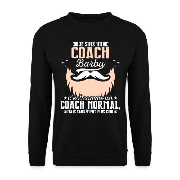 Barbe Humour Coach Barbu - Sweat-shirt Unisexe - noir - Devant - Alina (178cm) & Michal (187cm)
