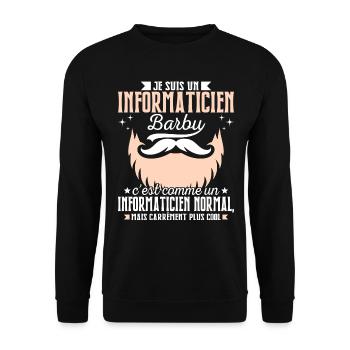 Barbe Humour Informaticien Barbu - Sweat-shirt Unisexe - noir - Devant - Alina (178cm) & Michal (187cm)