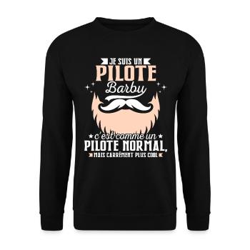 Barbe Humour Pilote Barbu - Sweat-shirt Unisexe - noir - Devant - Alina (178cm) & Michal (187cm)