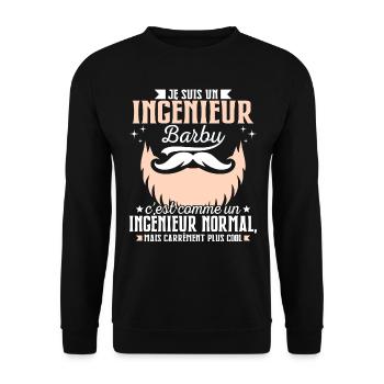 Barbe Humour Ingénieur Barbu - Sweat-shirt Unisexe - noir - Devant - Alina (178cm) & Michal (187cm)