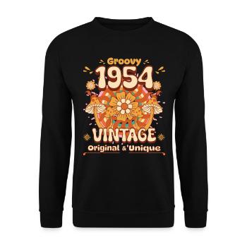 Vintage Year 1954 Birthday Woman 70 Years Old - Unisex Sweatshirt - black - Front - Alina (178cm) & Michal (187cm)