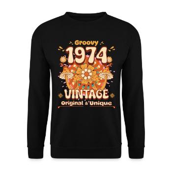 Vintage Année 1974 Anniversaire Femme 50 Ans - Sweat-shirt Unisexe - noir - Devant - Alina (178cm) & Michal (187cm)