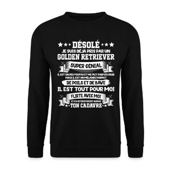 Pris Par Un Golden Retriever Super Génial Chien - Sweat-shirt Unisexe - noir - Devant - Alina (178cm) & Michal (187cm)