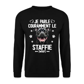 Parler Le Staffie Cadeau Humour Chien Staffie - Sweat-shirt Unisexe - noir - Devant - Alina (178cm) & Michal (187cm)