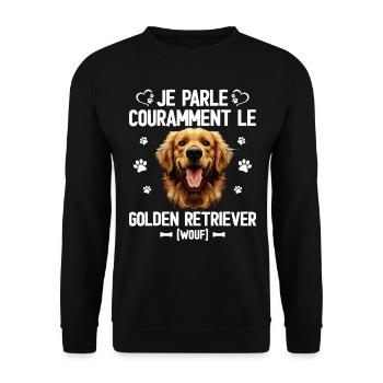 Parler Le Golden Retriever Cadeau Humour Chien - Sweat-shirt Unisexe - noir - Devant - Alina (178cm) & Michal (187cm)