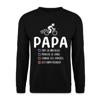 Père Cycliste Cyclisme Humour Vélo Papa Cycliste - Sweat-shirt Unisexe - noir - Devant - Alina (178cm) & Michal (187cm)