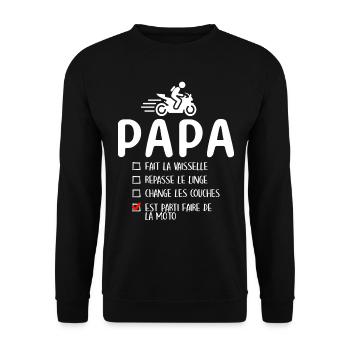 Père Motard Motorcycle Humour Moto Papa Motard - Sweat-shirt Unisexe - noir - Devant - Alina (178cm) & Michal (187cm)