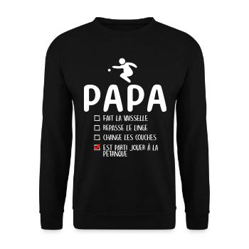 Père Bouliste Humour Pétanqueur Papa Pétanque - Sweat-shirt Unisexe - noir - Devant - Alina (178cm) & Michal (187cm)