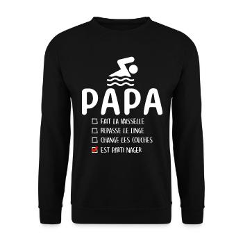 Père Nageur Piscine Humour Natation Papa Nageur - Sweat-shirt Unisexe - noir - Devant - Alina (178cm) & Michal (187cm)