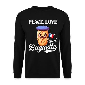 Peace, Love and Baguette, Proud to Be French - Unisex Sweatshirt - black - Front - Alina (178cm) & Michal (187cm)