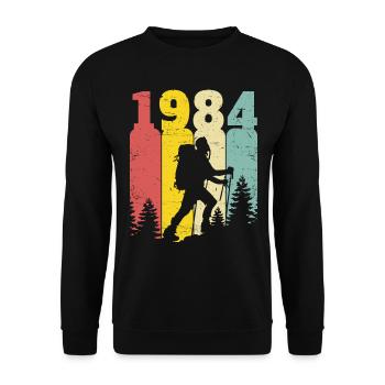 Retro Year 1984 Hiker 40 Years Anniversary - Unisex Sweatshirt - black - Front - Alina (178cm) & Michal (187cm)