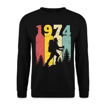 Retro Year 1974 Hiker 50 Years Anniversary - Unisex Sweatshirt - black - Front - Alina (178cm) & Michal (187cm)