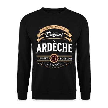 Vintage Ardèche Departement Frankreich - Unisex Pullover - Schwarz - Vorne - Alina (178cm) & Michal (187cm)