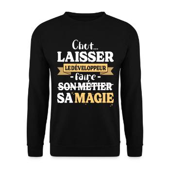 Entwickler macht seinen magischen Humor zum Entwickler - Unisex Pullover - Schwarz - Vorne - Alina (178cm) & Michal (187cm)