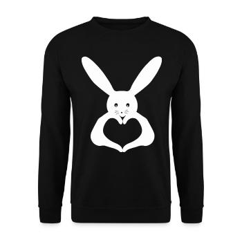 Herz Handform Kaninchen - Unisex Pullover - Schwarz - Vorne - Alina (178cm) & Michal (187cm)