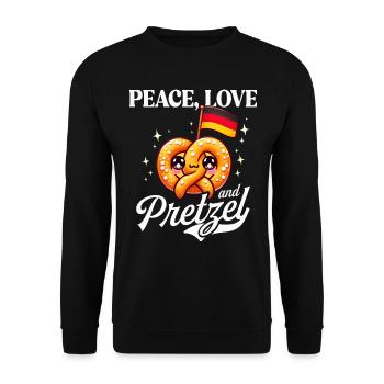 Peace Love Adores Deutsche Brezel - Unisex Pullover - Schwarz - Vorne - Alina (178cm) & Michal (187cm)