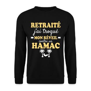 Humor Father's Day Retired Dad - Unisex Sweatshirt - black - Front - Alina (178cm) & Michal (187cm)
