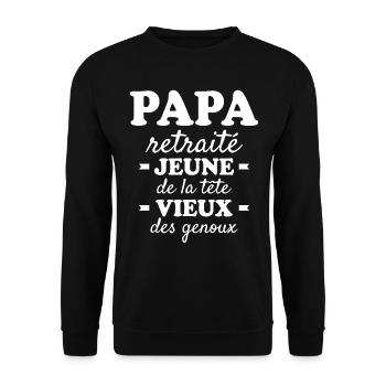 Humor Father's Day Retired Dad - Unisex Sweatshirt - black - Front - Alina (178cm) & Michal (187cm)
