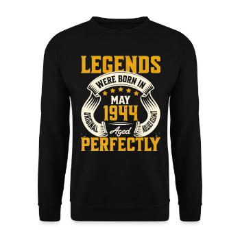 80-jähriges Jubiläum Mai Jahrgang 1944 - Unisex Pullover - Schwarz - Vorne - Alina (178cm) & Michal (187cm)