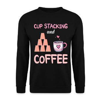 Stacker Sport Cup Stacking Und Kaffee - Unisex Pullover - Schwarz - Vorne - Alina (178cm) & Michal (187cm)