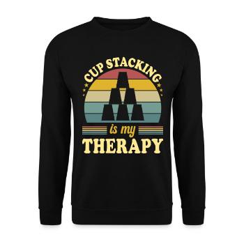 Sport Stacking ist meine Therapie - Unisex Pullover - Schwarz - Vorne - Alina (178cm) & Michal (187cm)