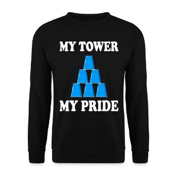 Becher Stapeln Humor Sport Stapeln - Unisex Pullover - Schwarz - Vorne - Alina (178cm) & Michal (187cm)