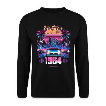 Synthwave Retro 60th Anniversary 1964 - Unisex Sweatshirt - black - Front - Alina (178cm) & Michal (187cm)