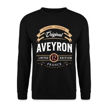 Vintage Aveyron Department France - Unisex Sweatshirt - black - Front - Alina (178cm) & Michal (187cm)